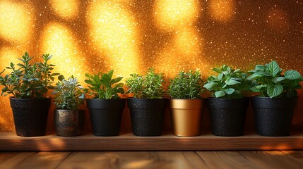 Vibrant colorful pots with fresh green plants image