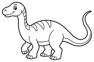 Cute Cartoon Dinosaur Coloring Page Illustration