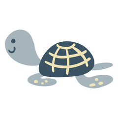 Cute happy turtle flat