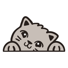 Peekaboo cute grey cat flat