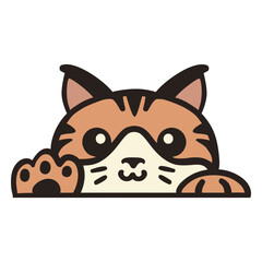 Peekaboo cute orange cat flat