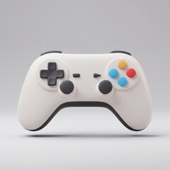 A sleek white video game controller, ready for action against a soft gray backdrop.
