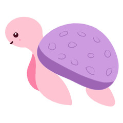 Happy swimming turtle flat