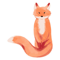 Fox animal sitting watercolor