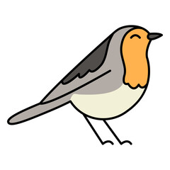 Color stroke cute bird 
