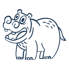 Hippo cartoon stroke standing