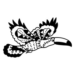 Toucan bird flying mandala
