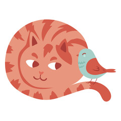 Cat and bird flat