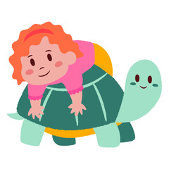 Girl and turtle flat