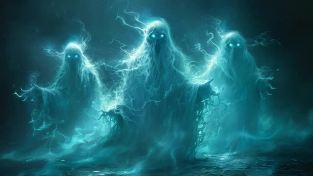 scary ghost characters on hellowen night
