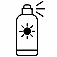 Sunscreen outline icon on white background
