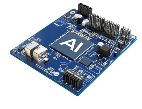  A computer chip with the letters AI on it, vector illustration style, white background,