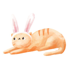 Easter cat cute watercolor animal © Vexels