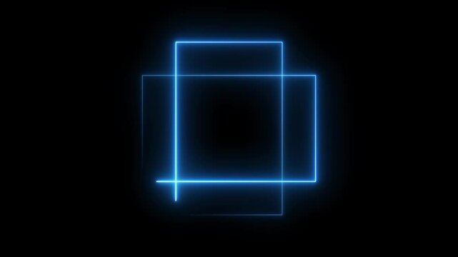Neon squire border icon, seamless loop video of glowing neon rectangles animation.