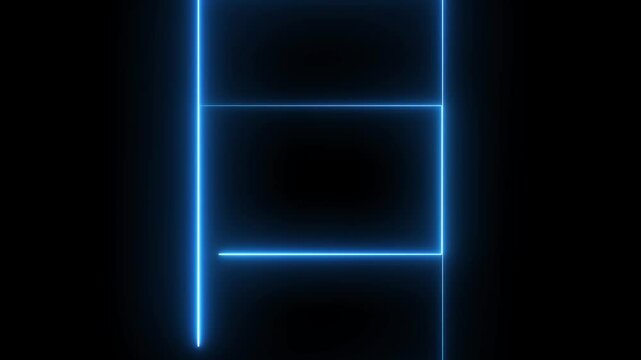 Neon squire border icon, seamless loop video of glowing neon rectangles animation.