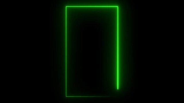 Neon squire border icon, seamless loop video of glowing neon rectangles animation.