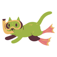 Cat watersport snorkeling character