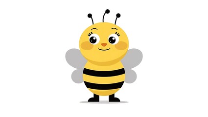Obraz premium Cute Cartoon Bee with Big Eyes - Adorable Insect Illustration