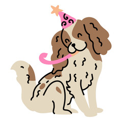 Cute dog relishing its birthday