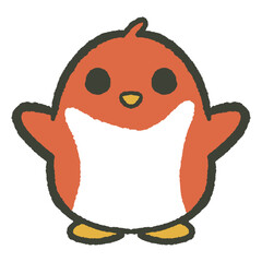 Cute bird with open wings doodle