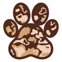 Distinctive animal design in paw-shaped frame
