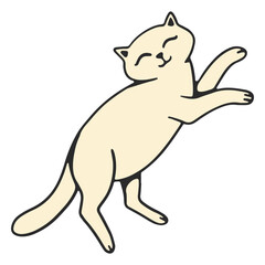 White cat is jumping