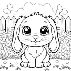 Adorable Bunny Rabbit Coloring Page Cute, Soft Fur, Big Eyes