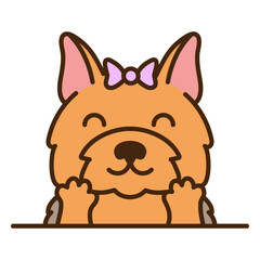 Cartoon dog with a bow on its head
