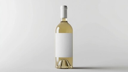 An elegant bottle of crisp white wine awaiting its label with smooth gradient and subtle shadow