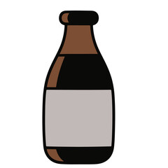 A simple illustration of a brown glass bottle with a blank label.