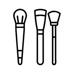 Full Face Cosmetic Beauty Brush Tools vector Set – Contour, Highlight, Blush & Powder 
