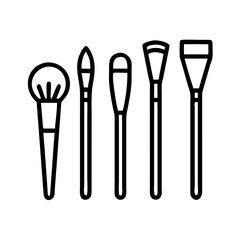 Cosmetic Brush Kit –foundation , blush, Powder, Contour, Highlight ,lip brush Tools on white background