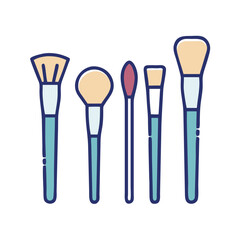 Beauty Brushes Set – 5 Pair Essential Makeup Accessories on transparent background

