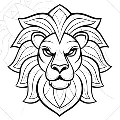 Fototapeta premium Geometric Lion Head Illustration Fierce and Majestic Line Art Design