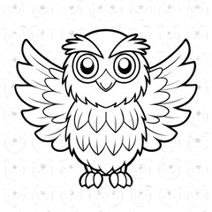 Adorable Baby Owl Illustration Big Eyes, Fluffy Feathers, Vector EPS