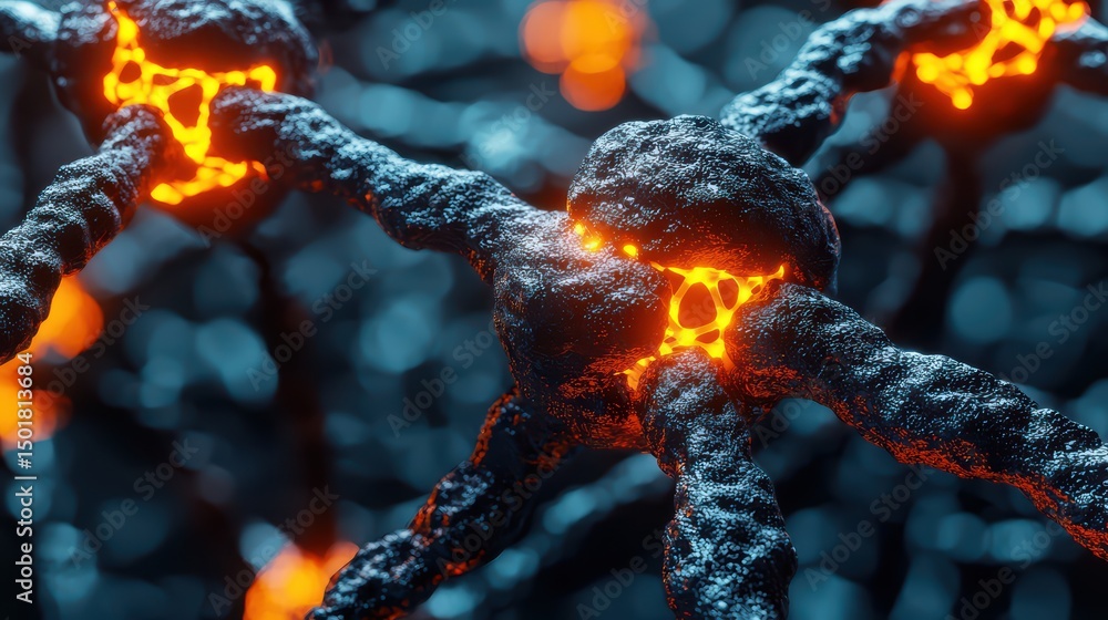 Aufkleber intricate network of glowing neurons and neural connections in a digital environment