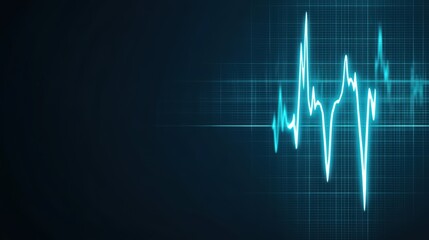 Abstract digital heartbeat monitor graphic with pulse lines on dark background for medical and technology themes