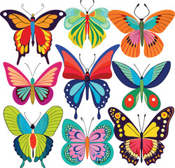 colourful butterflies icon sheet
