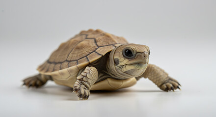 Obraz premium Baby Turtle Walking on White Background
