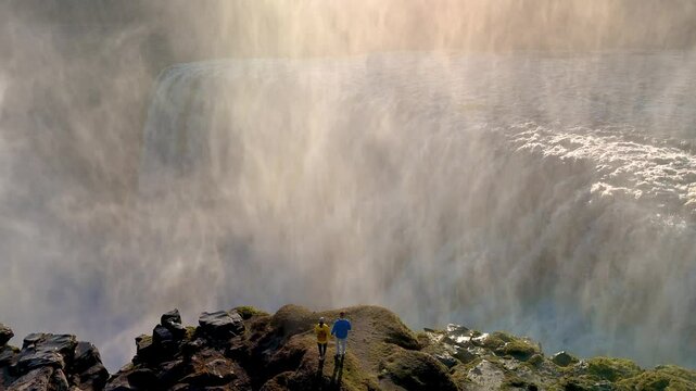 Experience the breathtaking beauty of Dettifoss waterfall Iceland, plunging dramatically in Icelands rugged terrain.