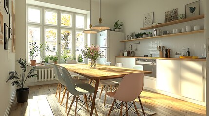 Cozy modern space with natural wood high resolution picture
