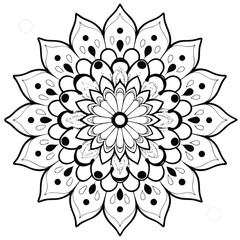 Intricate Symmetrical Mandala Design Layered Petals and Floral Motifs