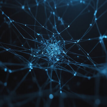 Abstract polygonal space background classic blue with connection lines and dots for tech.