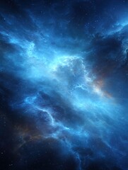 Cosmic Nebula in Deep Space with Stars and Clouds of Gas and Dust Abstract Vertical View