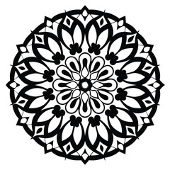 Intricate Black and White Mandala Design Layered Floral Pattern for Art, Print, and Crafts