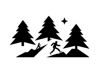Obraz premium Action Packed Winter Scene With Hikers Or Snowboar