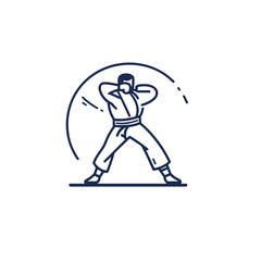 Obraz premium Dynamic martial artist in action showcasing a powerful stance in a minimalistic style