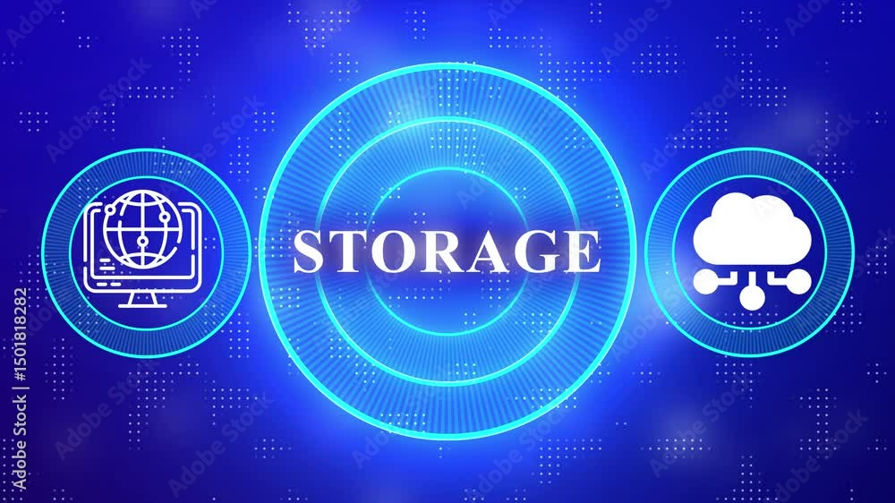 Poster cloud symbol, digital data storage, computer technology, online database and cyber computing concept
