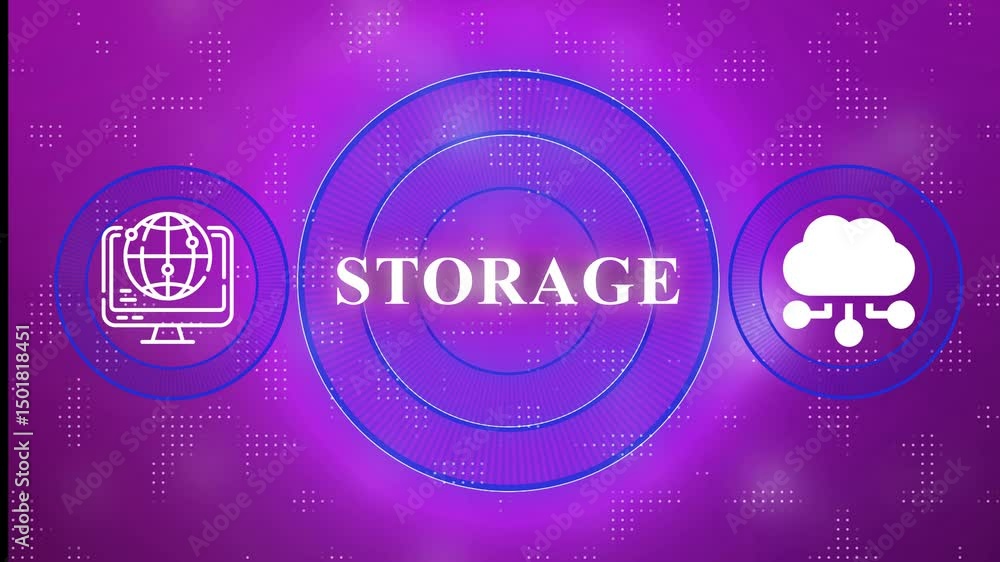Poster cloud symbol, digital data storage, computer technology, online database and cyber computing concept