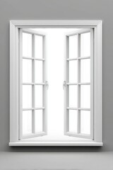 Open window lets light in, interior shot, white frame, gray wall, bright background, clean design, architectural detail, indoor view, inviting atmosphere, home improvement